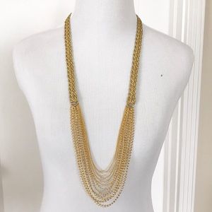 Gold Tone Braided Rope and Chain Necklace